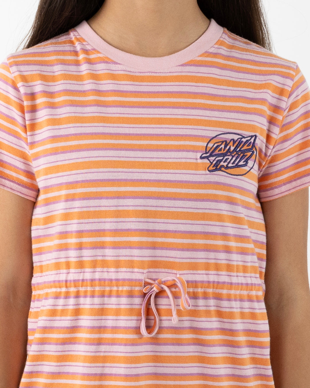 Oval Dot Mono Girls T-shirt Dress Orange Stripe