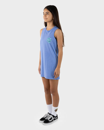 Vibes Girls Muscle Dress Blue