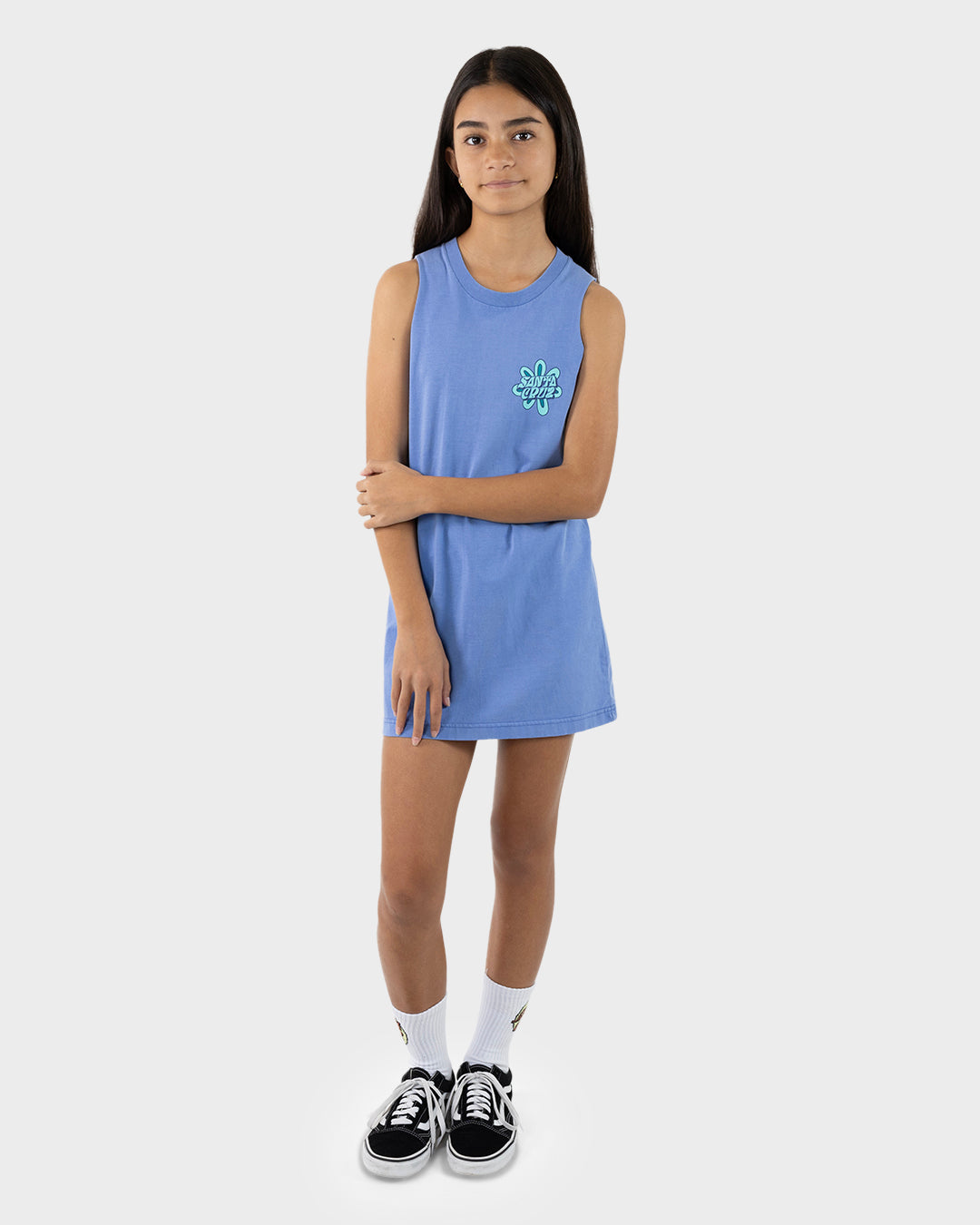 Vibes Girls Muscle Dress Blue