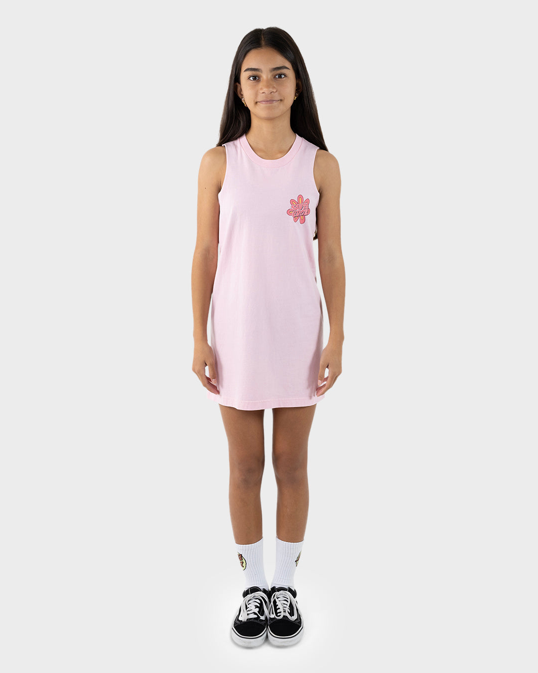 Vibes Girls Muscle Dress Pink