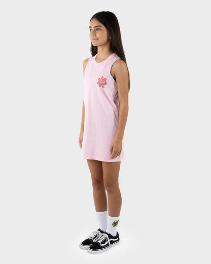 Vibes Girls Muscle Dress Pink