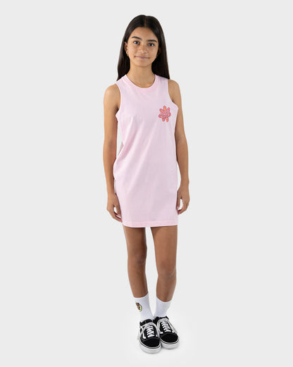 Vibes Girls Muscle Dress Pink