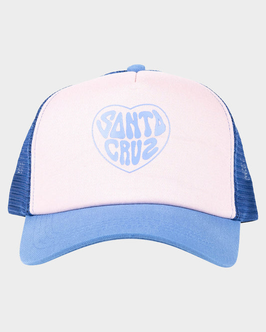 Balloon Heart Girls Trucker Hat Blue-pink