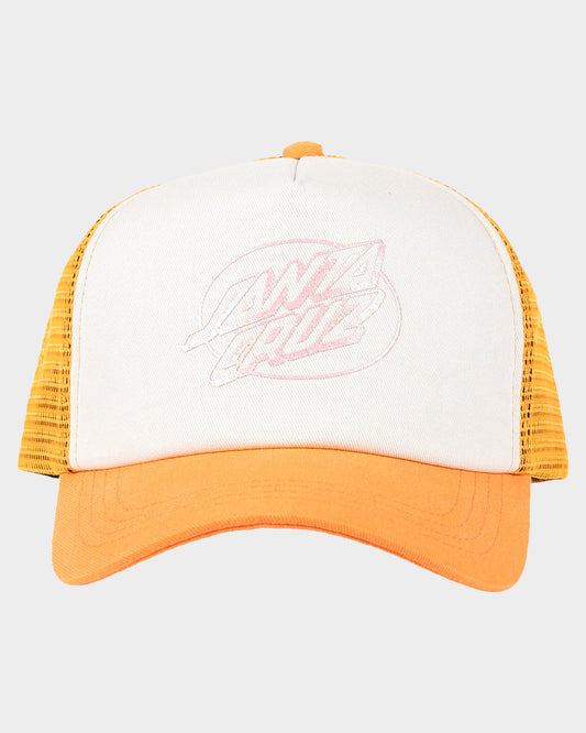 Oval Dot Mono Girls Trucker Hat Orange-cream