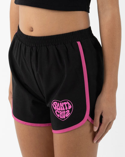 Balloon Heart Girls Shorts Black-pink