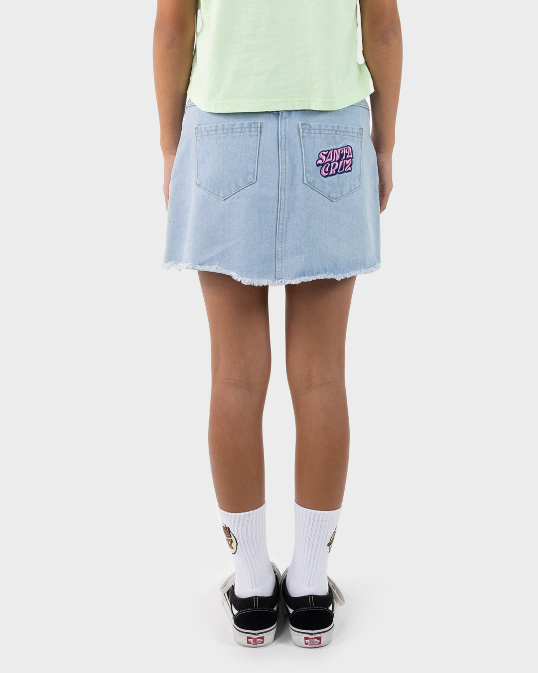 Vibes Stack Girls Skirt Light Washed Indigo