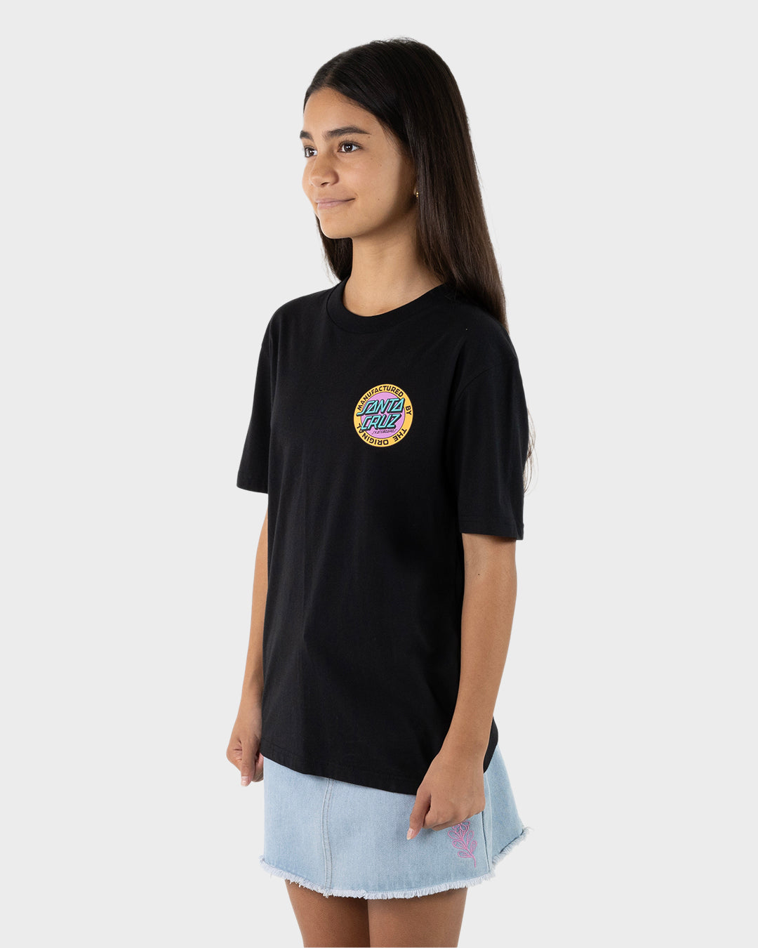 MFG Retro Dot Reverse Girls Oversized T-Shirt Black