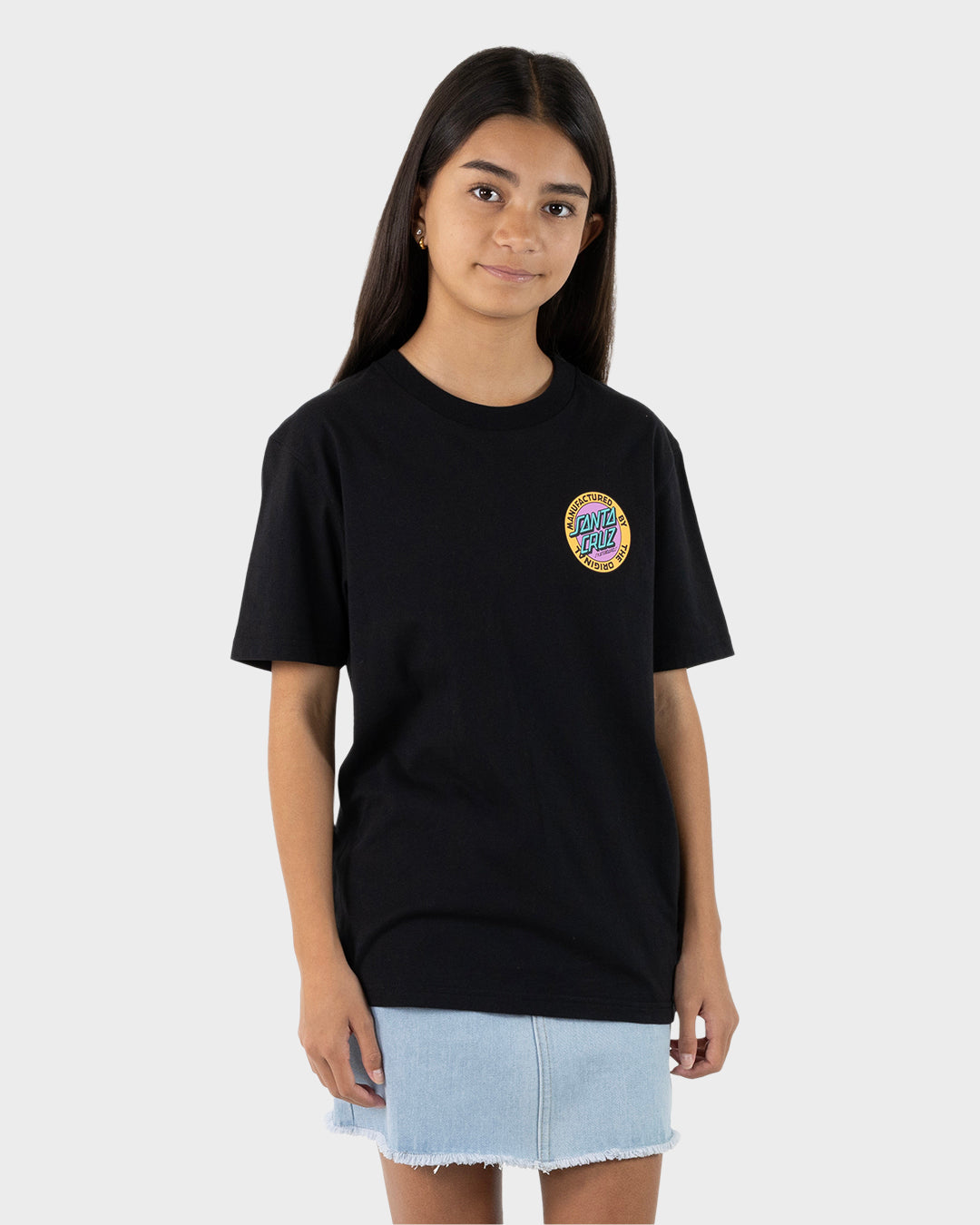 MFG Retro Dot Reverse Girls Oversized T-Shirt Black