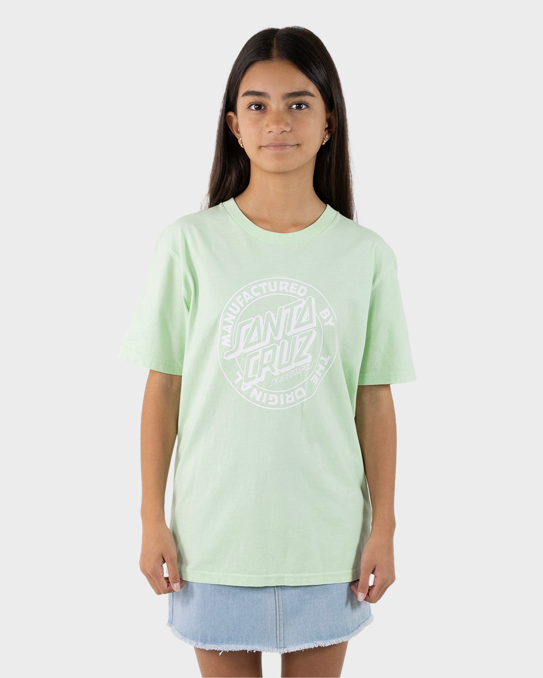 MFG Dot Girls Oversized T-shirt Light Green