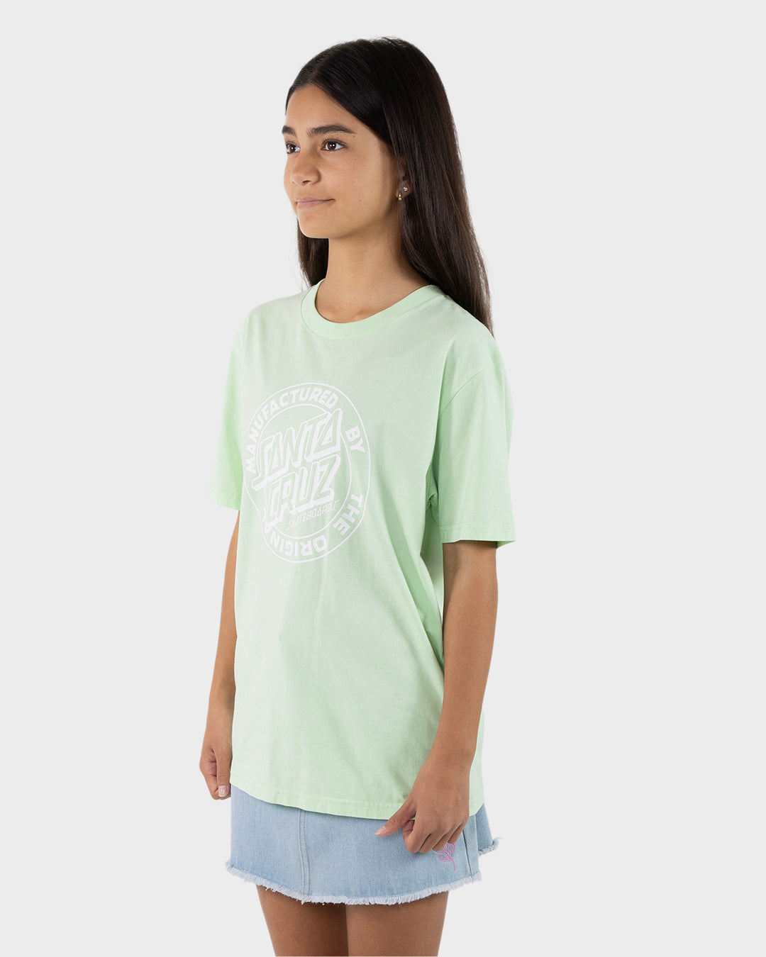 MFG Dot Girls Oversized T-shirt Light Green