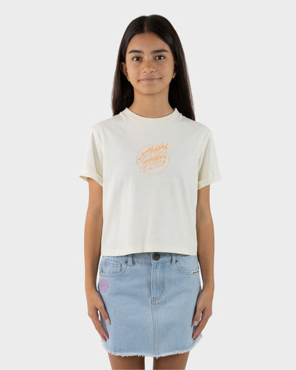 Flame Dot Girl Cropped T-shirt Cream