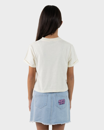 Flame Dot Girl Cropped T-shirt Cream