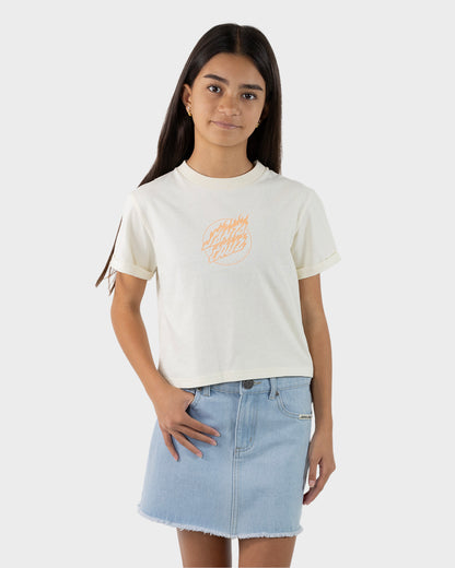 Flame Dot Girl Cropped T-shirt Cream