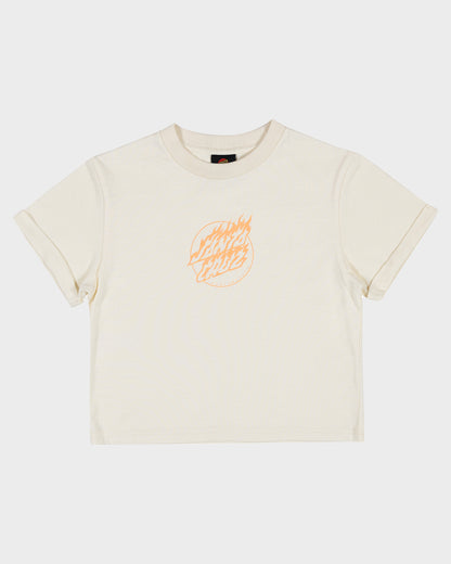 Flame Dot Girl Cropped T-shirt Cream