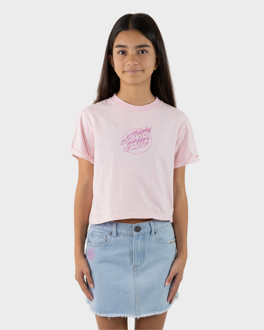 Flame Dot Girl Cropped T-shirt Pink