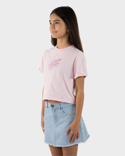 Flame Dot Girl Cropped T-shirt Pink