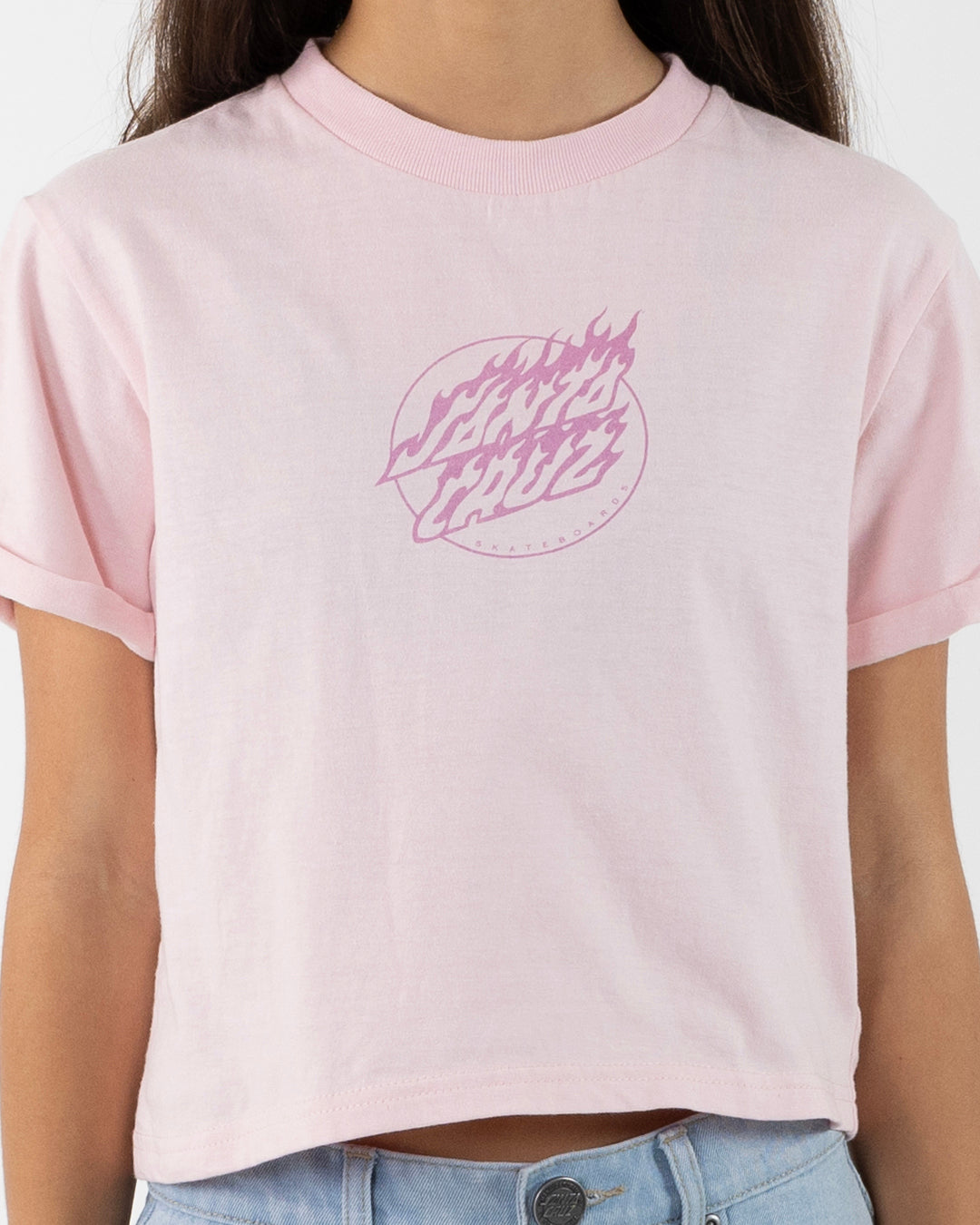 Flame Dot Girl Cropped T-shirt Pink