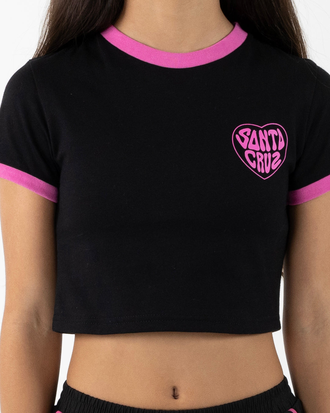 Balloon Heart Baby Fit T-shirt Black-pink