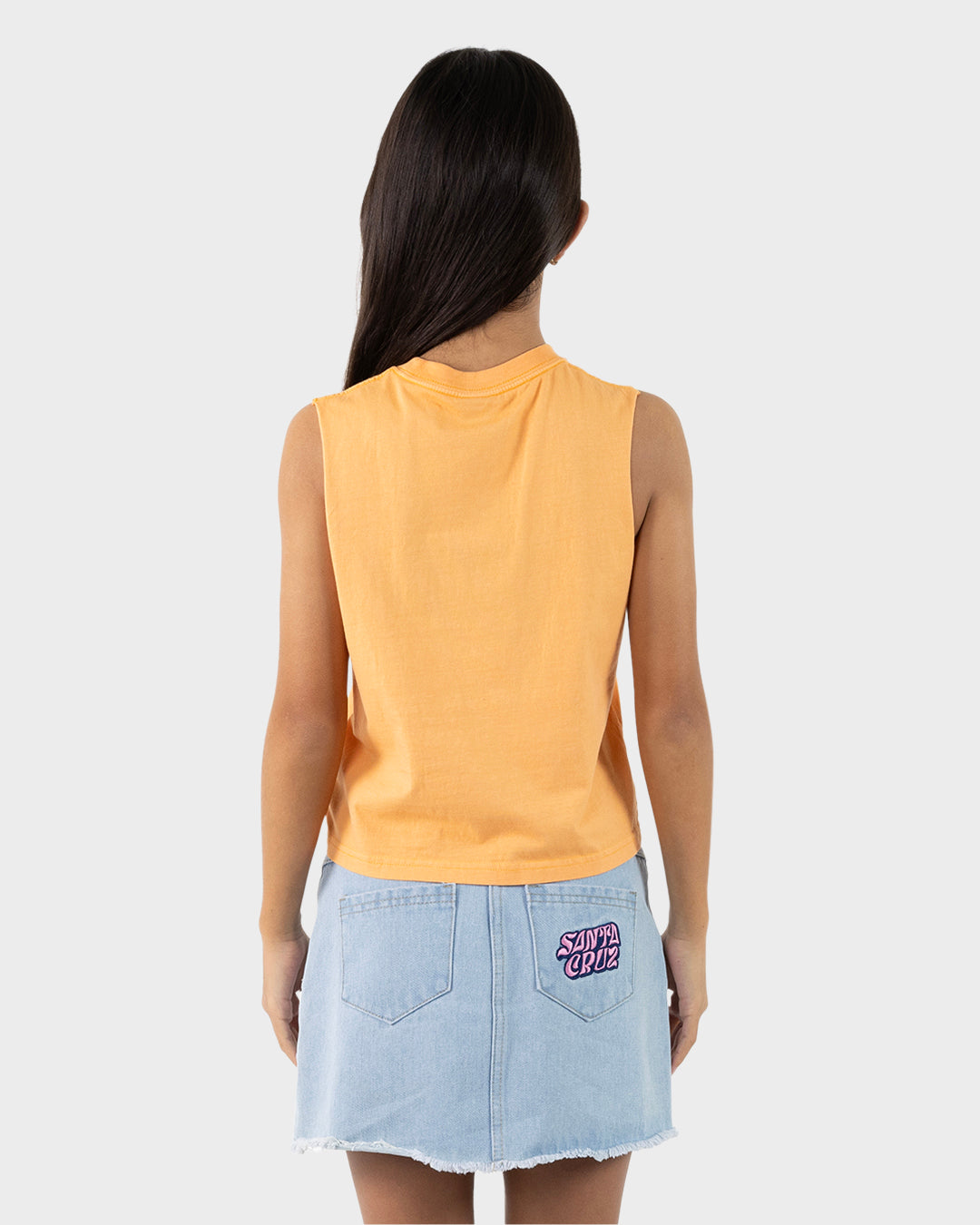 Vibes Girls Cropped Muscle T-shirt Orange