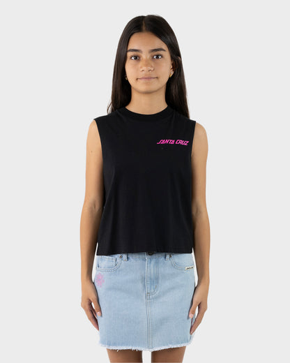 SC Delta Strip Girls Cropped Muscle T-shirt Black