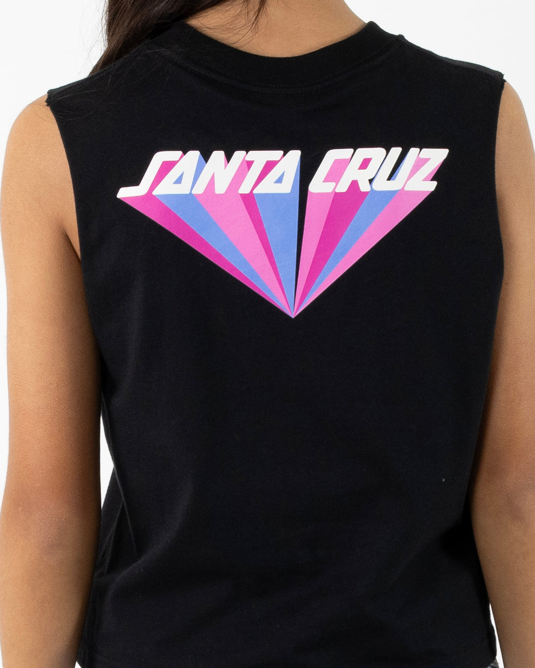 SC Delta Strip Girls Cropped Muscle T-shirt Black