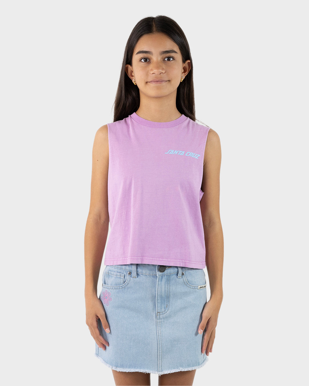 SC Delta Strip Girls Cropped Muscle T-shirt Purple