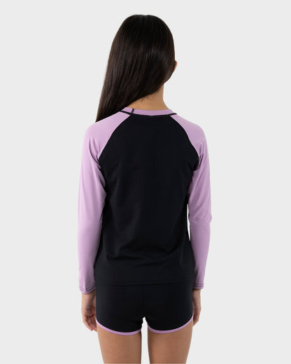 Vibes Girls L/S Rash Guard Black-purple