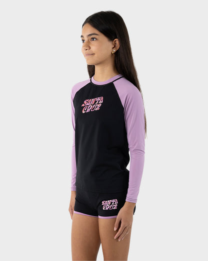 Vibes Girls L/S Rash Guard Black-purple