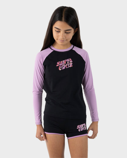 Vibes Girls L/S Rash Guard Black-purple