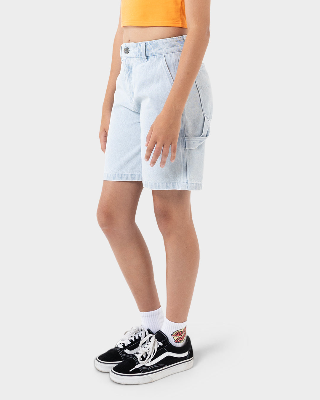 Cactus Dot Girls Carpenter Short Light Washed Indigo