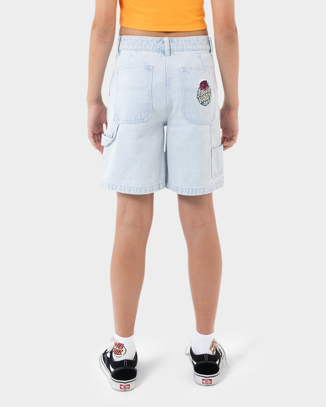Cactus Dot Girls Carpenter Short Light Washed Indigo