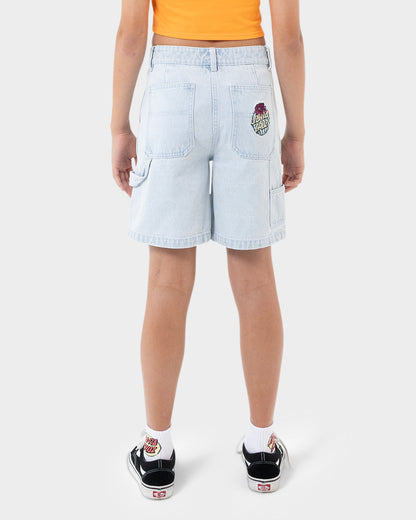 Cactus Dot Girls Carpenter Short Light Washed Indigo