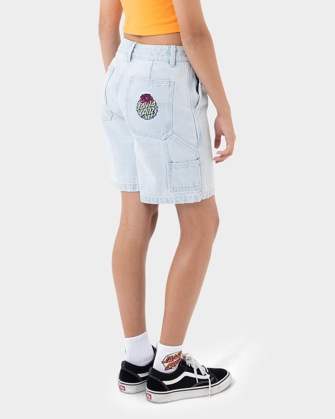 Cactus Dot Girls Carpenter Short Light Washed Indigo