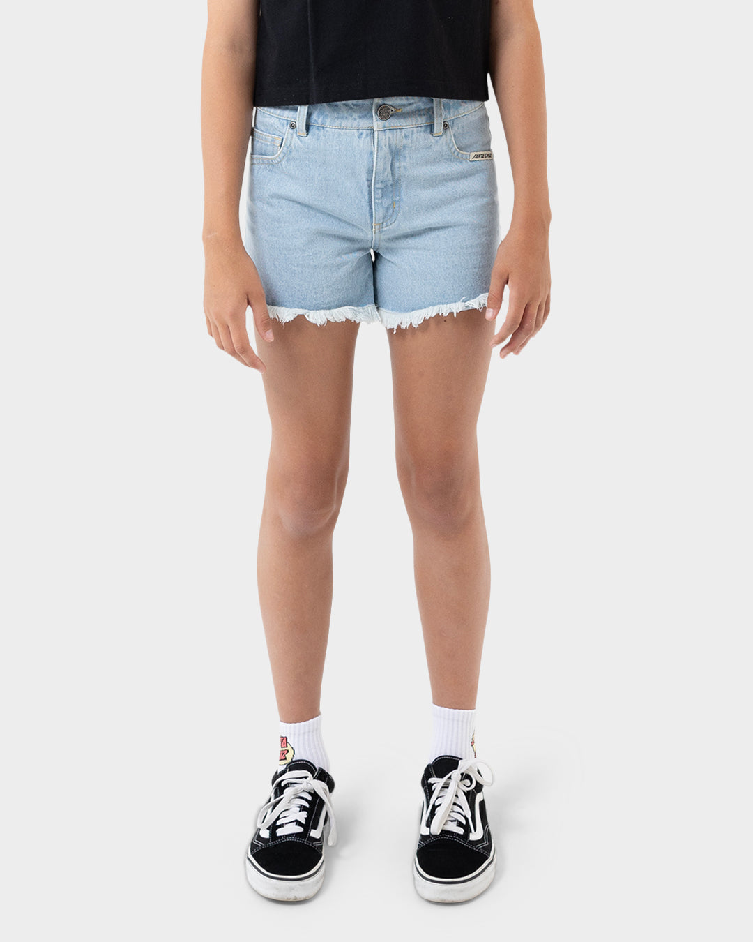MFG Retro Dot Girls Short Light Washed Indigo