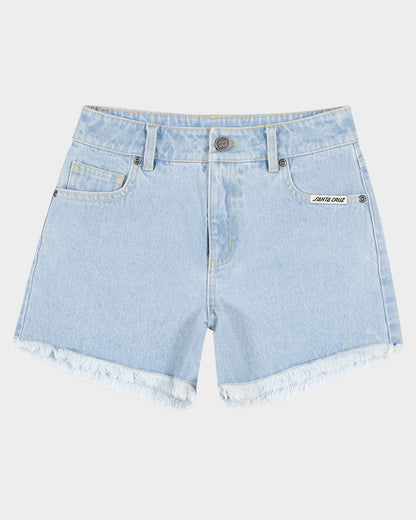 MFG Retro Dot Girls Short Light Washed Indigo