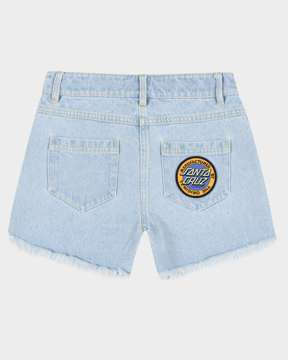 MFG Retro Dot Girls Short Light Washed Indigo