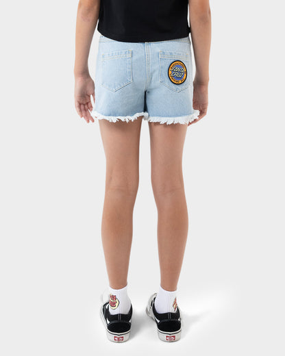 MFG Retro Dot Girls Short Light Washed Indigo