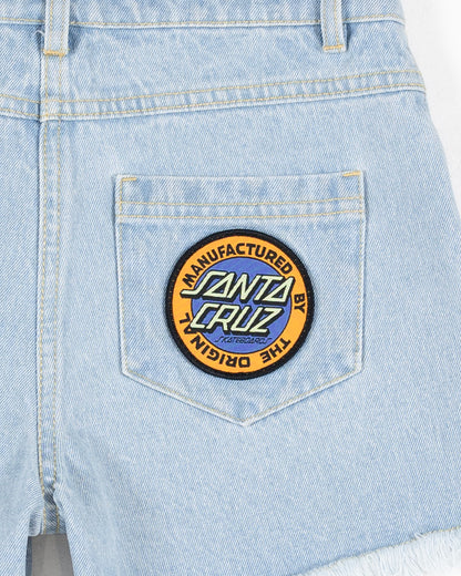 MFG Retro Dot Girls Short Light Washed Indigo