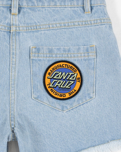 MFG Retro Dot Girls Short Light Washed Indigo