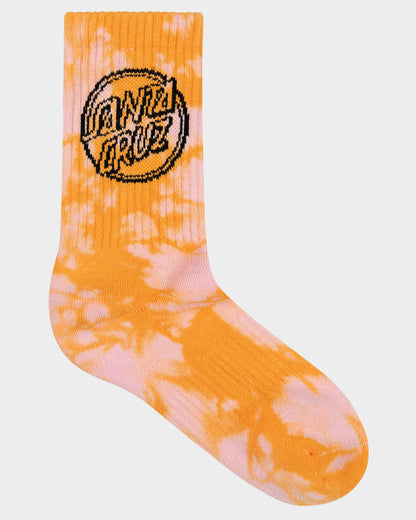 Contra Dot Mono Girls Crew Socks 2 Pack Lavender Tdye-orange Tdye