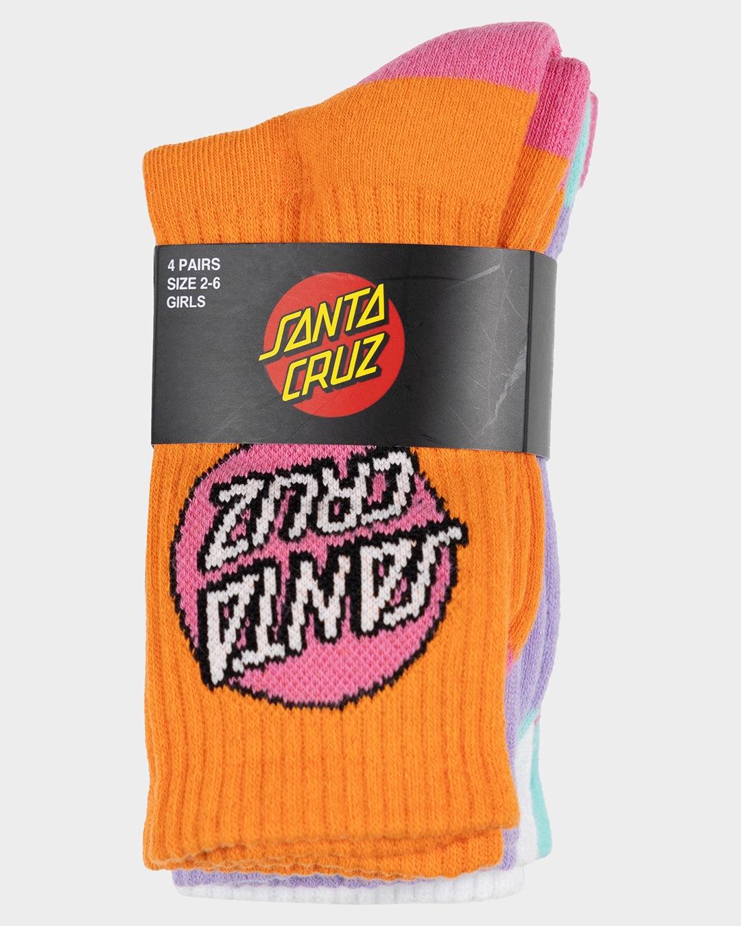Other Dot Girls Crew Socks 4 Pack Orange-lavender-wht-aqua – Santa
