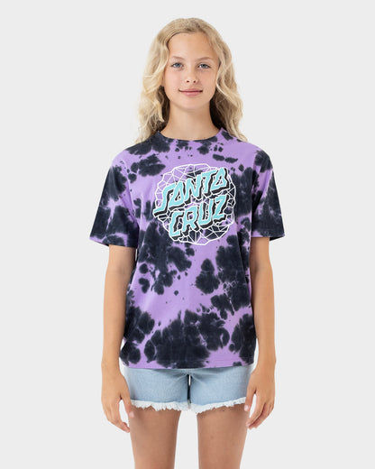 Facet Dot Hollow Girls T-shirt Lavender Tie Dye