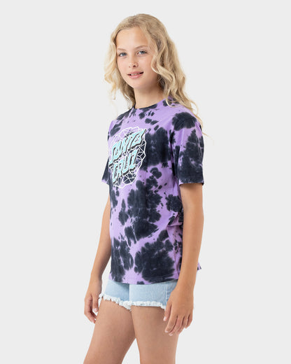 Facet Dot Hollow Girls T-shirt Lavender Tie Dye