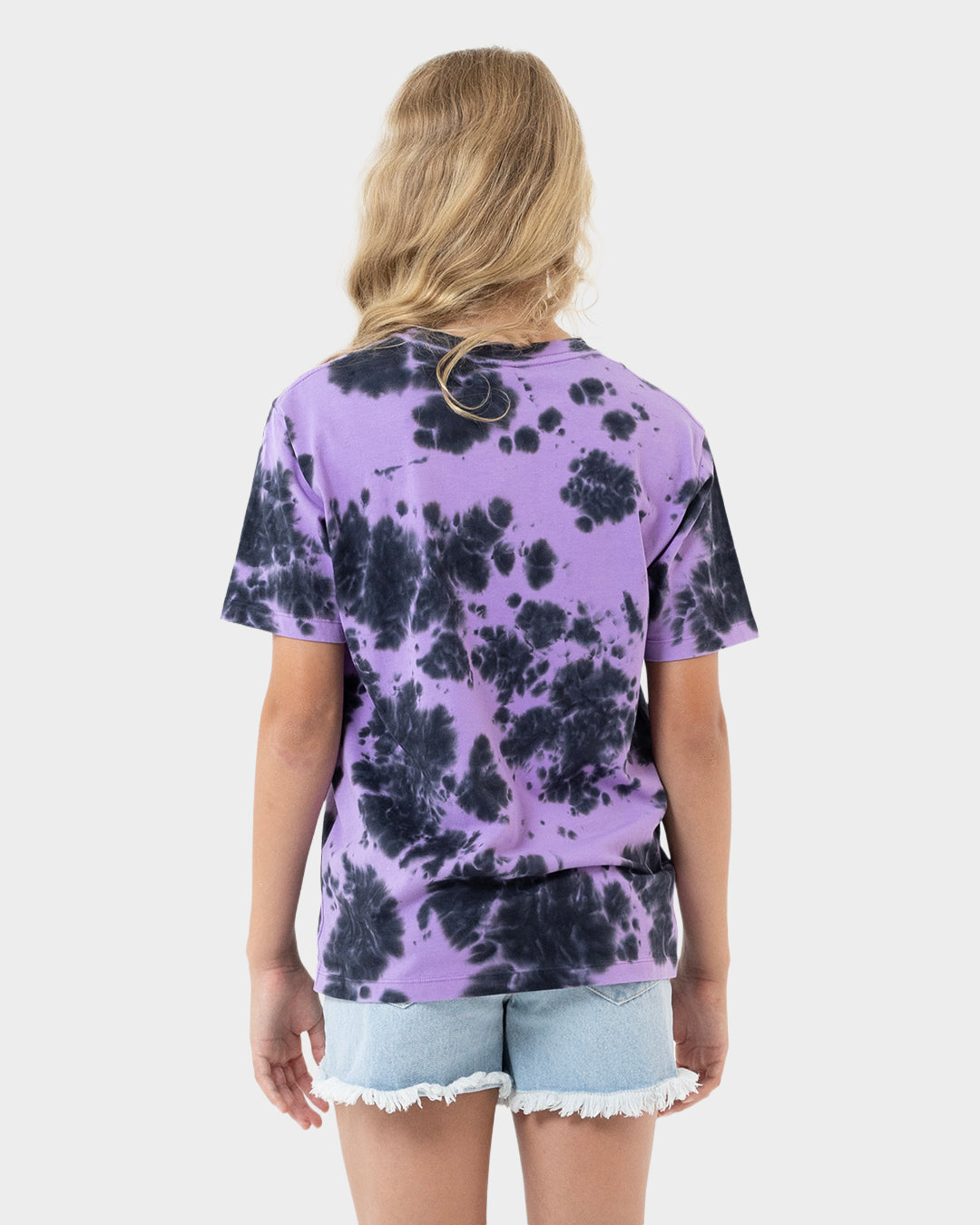 Facet Dot Hollow Girls T-shirt Lavender Tie Dye
