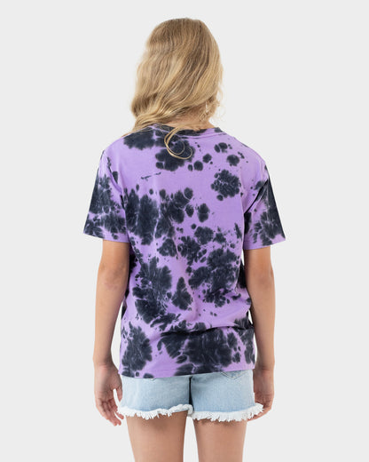 Facet Dot Hollow Girls T-shirt Lavender Tie Dye