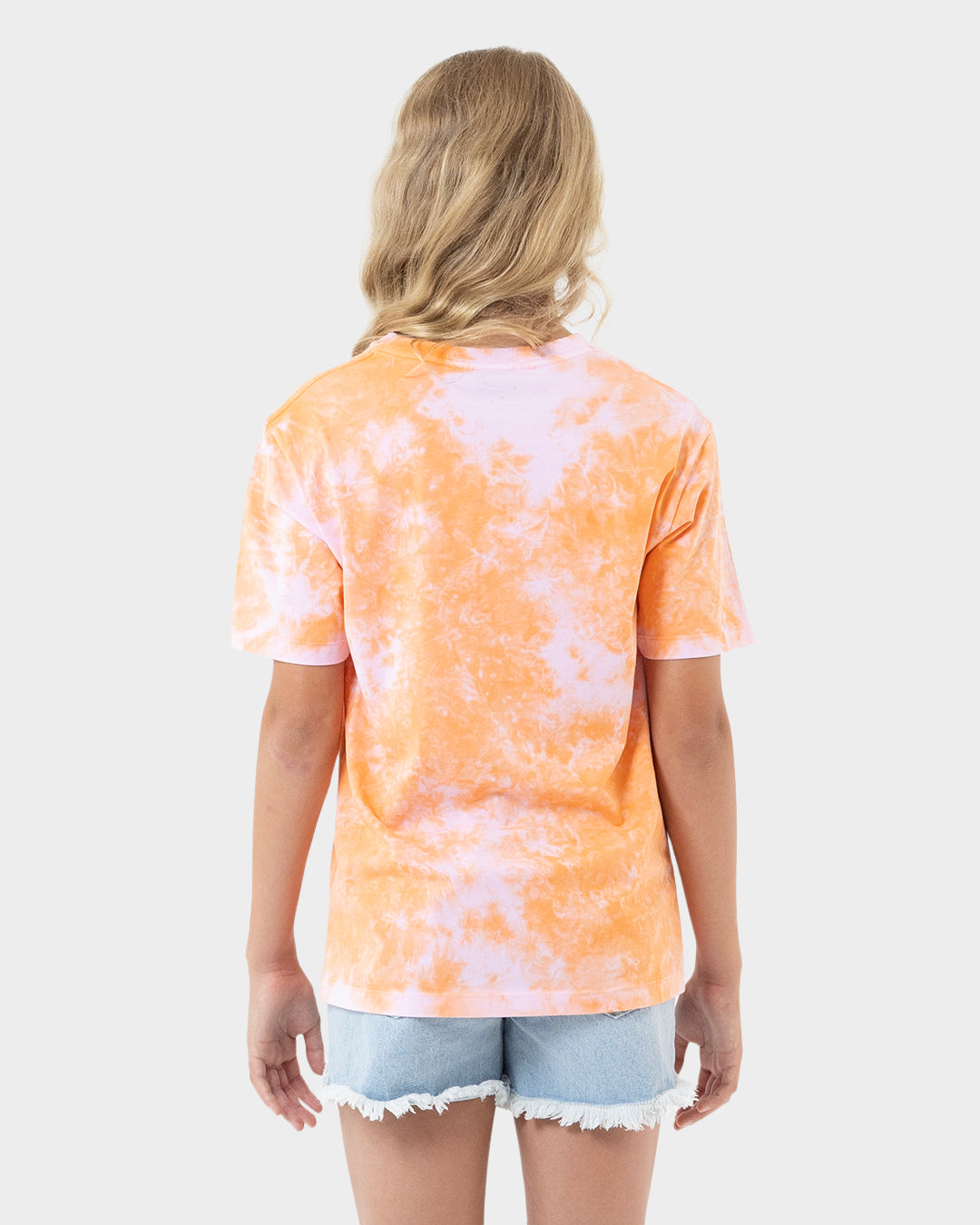 Facet Dot Hollow Girls T-shirt Orange Tie Dye