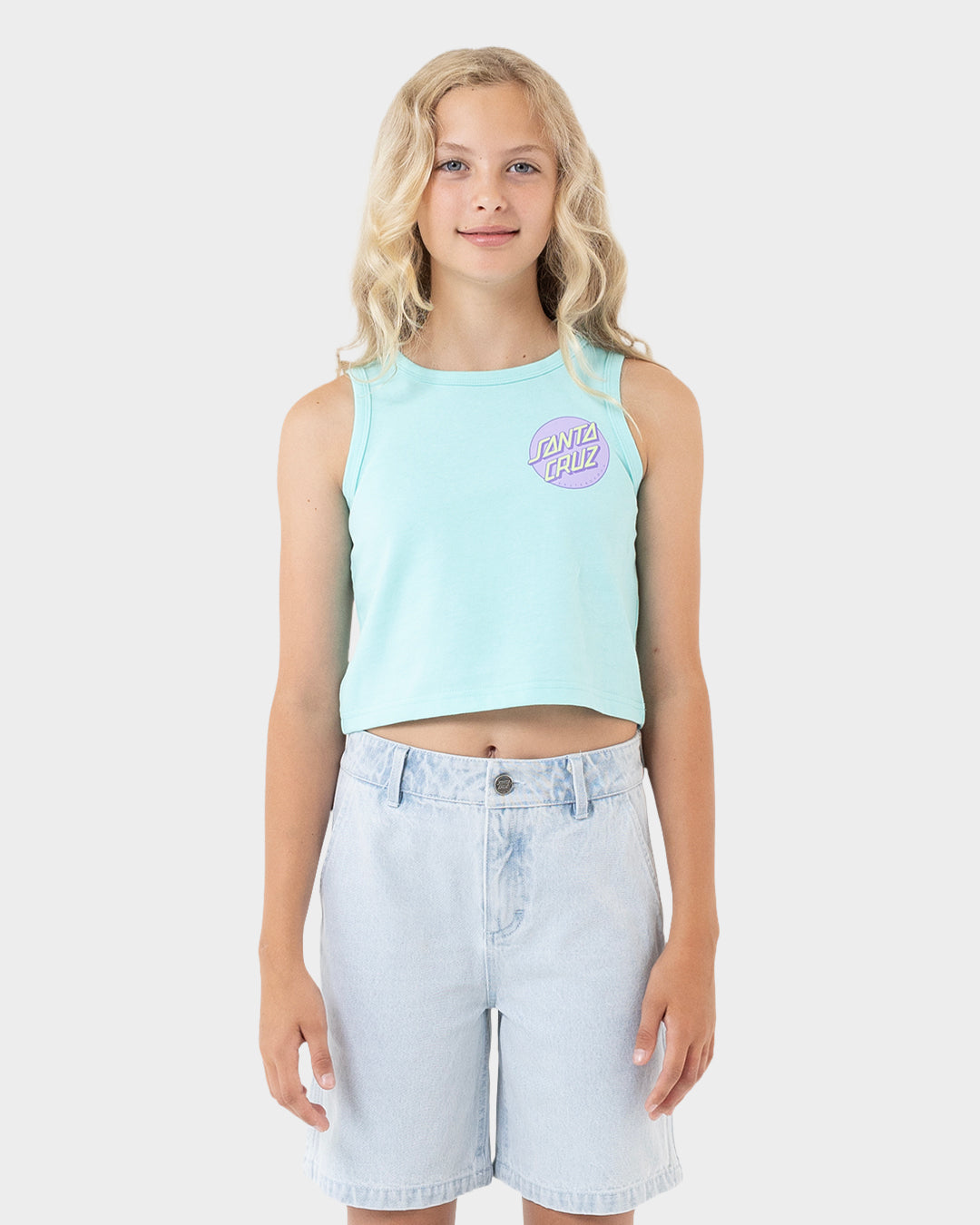 Other Dot Pop Cropped Girls Tank Aqua