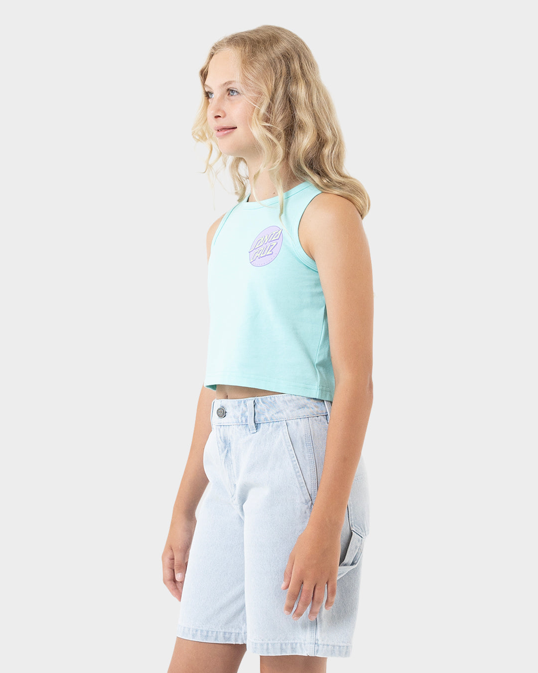 Other Dot Pop Cropped Girls Tank Aqua