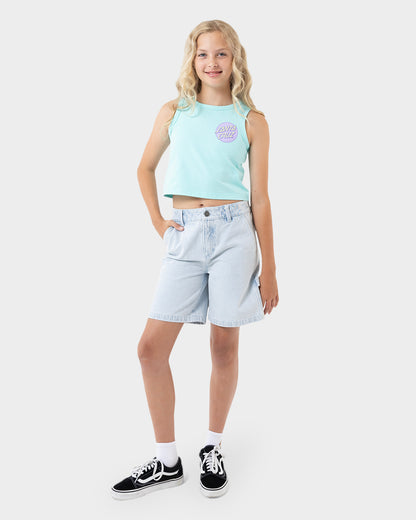 Other Dot Pop Cropped Girls Tank Aqua