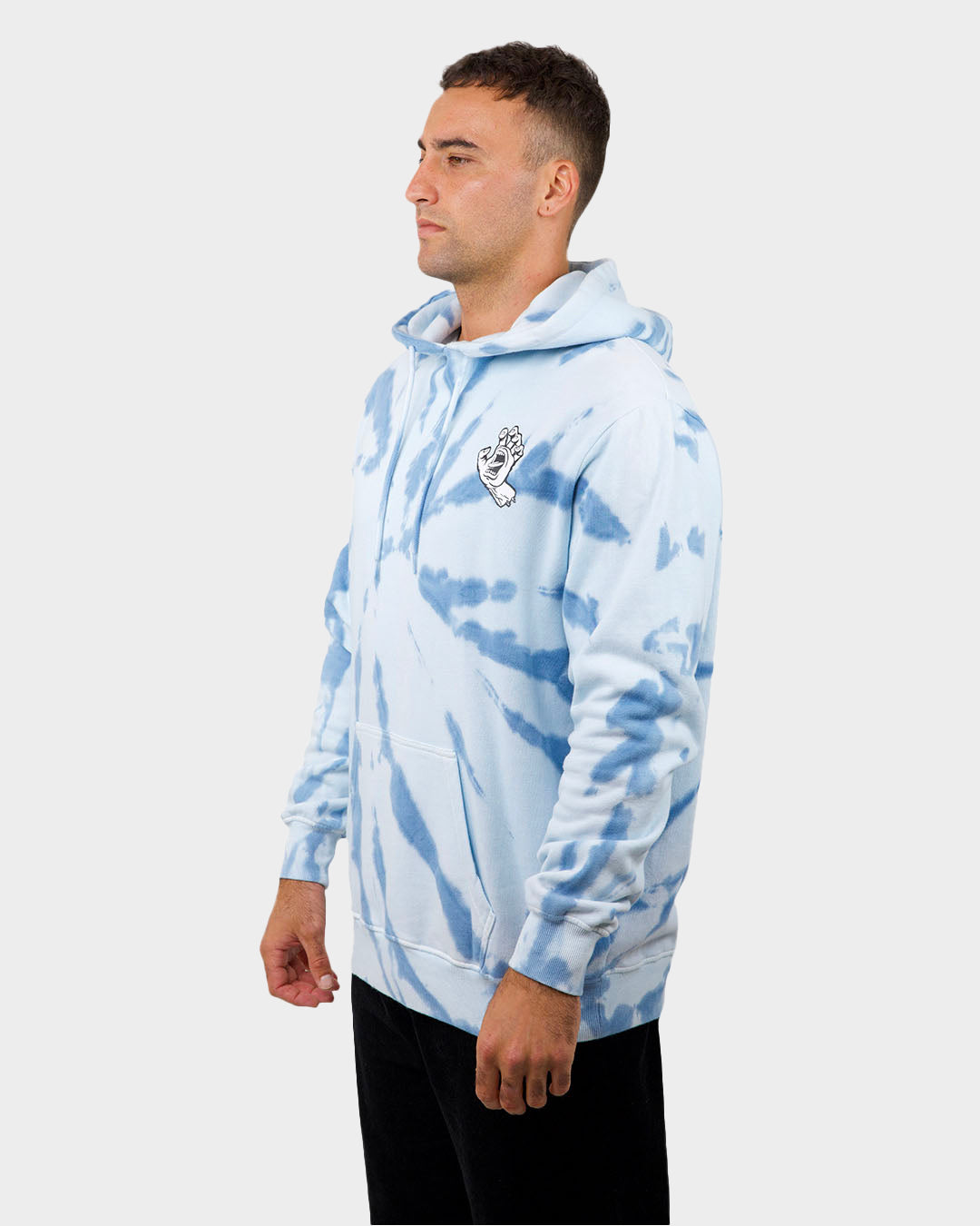 Screaming Hand Mono Men s Pullover Hoodie Vintage Blue Tie Dye Santa Cruz Skateboards ANZ